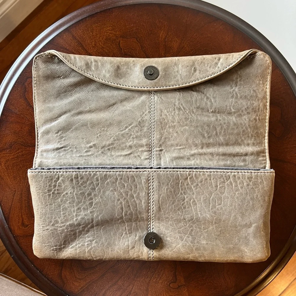 BCBGMaxAzria Taupe  Clutch with Gunmetal Studs - Picture 2 of 7